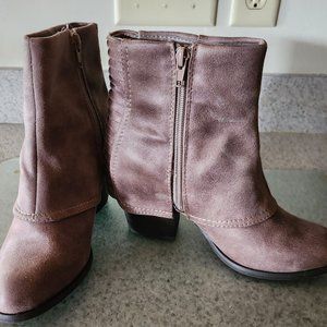Women's Fergalicious by Fergie Liberty Ankle Boots Color Taupe Suede Size 7M